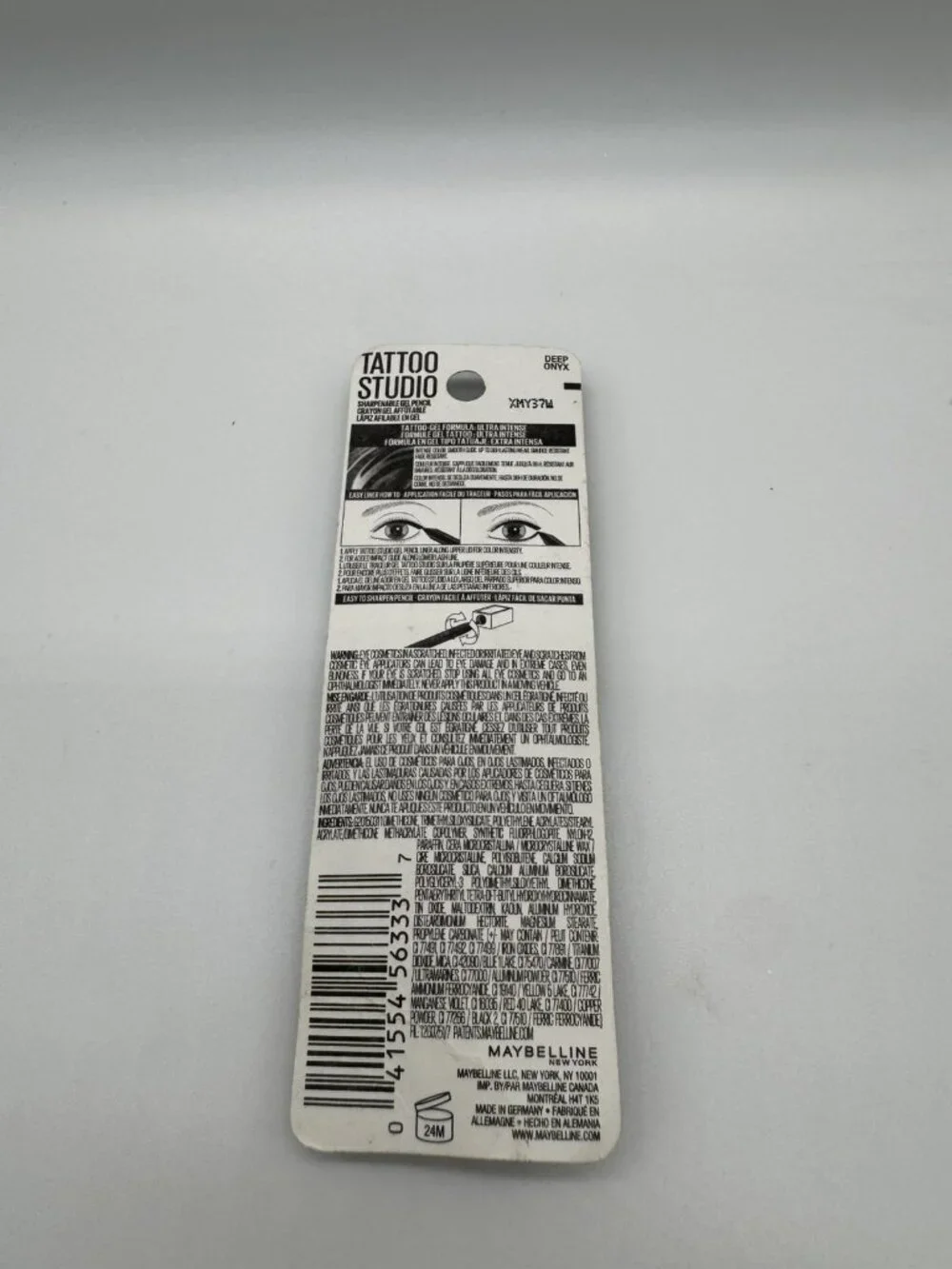 Maybelline TattooStudio Waterproof Eyeliner 900 Deep Onyx 0.04 oz Sealed New